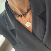 שרשרת פרח צדף משובץ -  זהב 2 מיקרון