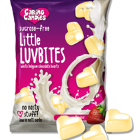 Little Luvbites Sucrose Free White Belgium Chocolate Hearts Strawberry Flavour - 100 gr