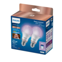 מארז זוג נורות חכמות צבעוניות Philips Smart LED A60 8.5W