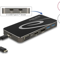 תחנת עגינה אוניברסלית USB-C 3.2 4K ל- 3 מסכים בו זמנית עם אספקת מתח דגם Delock D87773