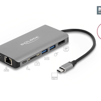 תחנת עגינה אוניברסלית USB Type-C™ 4K ל- 2 מסכים בו זמנית עם אספקת מתח דגם Delock D87683