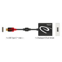 מתאם USB-C זכר לחיבור מסך DisplayPort 4K 60 Hz