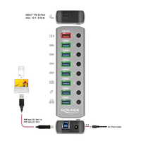 מפצל USB HUB מקצועי USB 3.2 Gen 1 PD עם 7 כניסות USB-A תומך בטעינה מהירה 5/12 וולט Delock