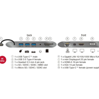 מפצל תחנת עגינה אוניברסלית USB Type-C™ 4K עם אספקת מתח דגם Delock D87297