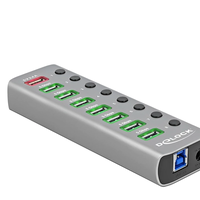 מפצל USB HUB מקצועי USB 3.2 Gen 1 PD עם 7 כניסות USB-A תומך בטעינה מהירה 5/12 וולט Delock