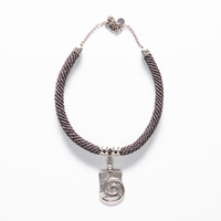 Grey & Silver Spiral Statement Necklace - Amira