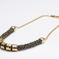 Black and Gold Five Rings Necklace | Yael