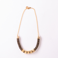 Black and Gold Five Rings Necklace | Yael