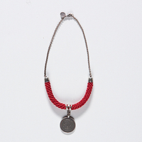 Priestly Blessing Statement Necklace in Red and Silver | Bracha