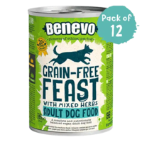 מגש 12 יח' שימורי בנבו- BENEVO- מזון מלא לכלבים ולחתולים 369 גר'