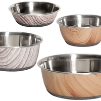 קערת נירוסטה - ציפוי דמוי עץ- מגוון מידות