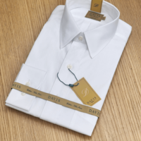 חולצת גברים לבנה – DAVIS | SLIM FIT | צווארון אמריקאי | עם כיס | סדרת GOLD LABEL