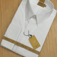 חולצת חפתים לבנה – DAVIS | SLIM FIT | צווארון אמריקאי | בלי כיס | סדרת GOLD LABEL