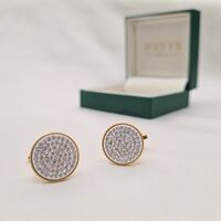 חפת סברובסקי עגול שיבוץ צפוף זהב רקע לבן