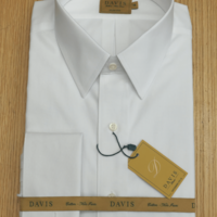 חולצת חפתים לבנה – DAVIS | SLIM FIT | צווארון אמריקאי | בלי כיס | סדרת GOLD LABEL