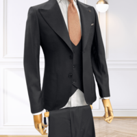 חליפת גברים SKINNY FIT – שחור חלק עם כיסים חיצוניים