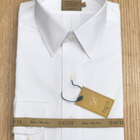 חולצת גברים לבנה – DAVIS | SLIM FIT | צווארון אמריקאי | בלי כיס | סדרת GOLD LABEL