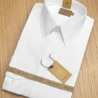 חולצת גברים לבנה – DAVIS | SLIM FIT | צווארון אמריקאי | בלי כיס | סדרת GOLD LABEL