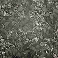 אריג שיפון אפור כהה דפוס שושנים מיוחדים