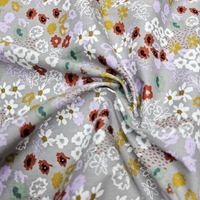 אריג כותנה פרחים בסגנון כפרי על רקע אפור דגם מאי