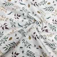 אריג כותנה דפוס עלי אקליפטוס גווני ירוק