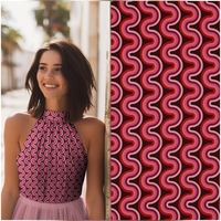 אריג ויסקוזה דפוס גאומטרי גווני ורוד בורדו