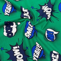 בד פוטר דפוס קומיקס על רקע ירוק