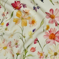 אריג ויסקוזה דפוס פרחי בר פסטלים