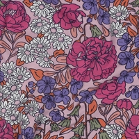 טריקו כותנה דפוס חגיגת הפרחים על רקע ורוד