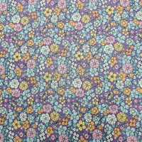 אריג כותנה אורגני דפוס פרחי שדה על רקע סגלגל