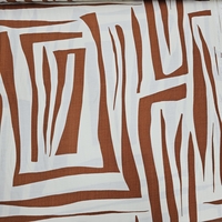 אריג פשתן ויסקוזה דפוס אמורפי בגווני חום ולבן