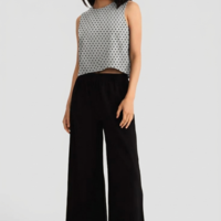 טריקו ויסקוזה דפוס נקודות סיכה שחור על רקע אפור מלאנז