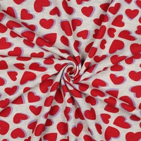 בד פוטר דפוס לבבות על רקע אפור מלאנז