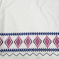 אריג כותנה וואל רקמה בגווני כחול וסגול