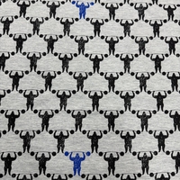 טריקו כותנה דפוס מר שריר על רקע אפור