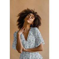 אריג ויסקוזה נופים דפוס פרחים ועלים דיגיטלי