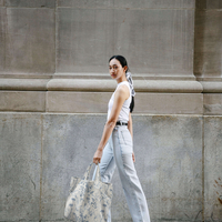 אריג קנבס דפוס פרחים בסגנון ציור פורצלן