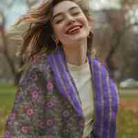 אריג קווילט דו צדדי דפוס מנדלות קטנות גווני ירוק סגול