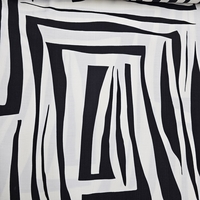 אריג פשתן ויסקוזה דפוס אמורפי בגווני שחור לבן