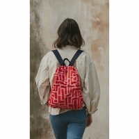 אריג כותנה עמיד במיים דפוס קוים דיגיטלי גווני ורוד ואדום