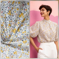 אריג כותנה פרחים קטנים בגווני צהוב דגם שרון