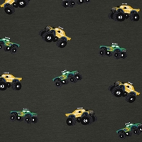 בד פוטר דפוס משאיות על רקע ירוק זית