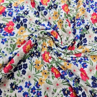 טריקו ויסקוזה חגיגת הפרחים בגווני כחול אדום צהוב