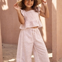 אריג כותנה נקודות סיכה אדום על רקע לבן