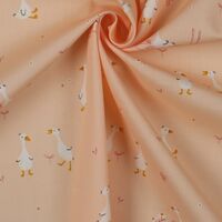 אריג כותנה דפוס אווזים על רקע פודרה