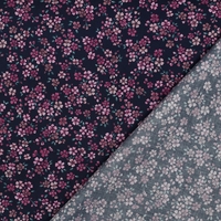 אריג כותנה דפוס פריחה אורבנית על רקע נייבי