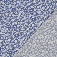 אריג ויסקוזה דפוס פרחים קטנים על רקע כחול גינס דגם חן