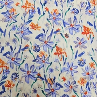 אריג כותנה דפוס גן פורח בסגול