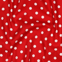 אריג כותנה נקודות לבן על רקע אדום