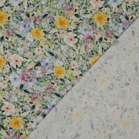 אריג פשתן ויסקוזה מכובס דפוס פרחים מצויירים דיגיטלי